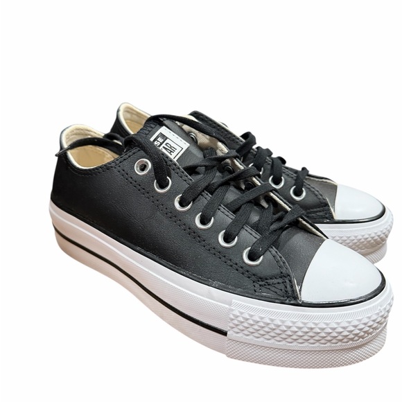 Converse Shoes - Converse Chuck Taylor All Star Lift Platform Leather Low-Top Shoes Black 5.5